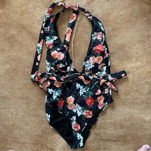 Floral black swimsuit